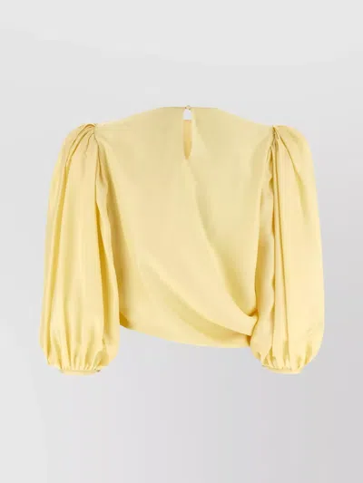 Chloé Draped Top With Keyhole Back And Puffed Sleeves In Yellow