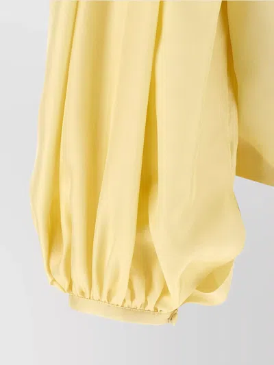 Chloé Draped Top With Keyhole Back And Puffed Sleeves In Yellow