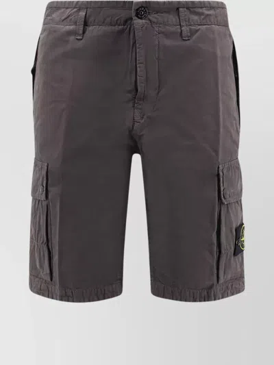 Stone Island Men Organic Cotton Cargo Shorts In Brown
