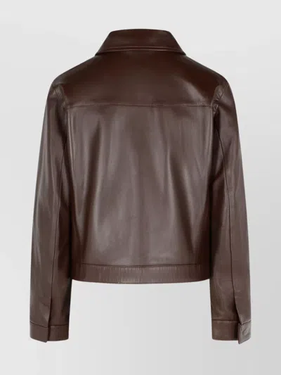 Loulou Studio 'ascot' Brown Leather Jacket In Brown