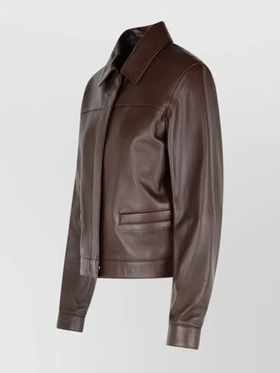 Loulou Studio 'ascot' Brown Leather Jacket In Brown
