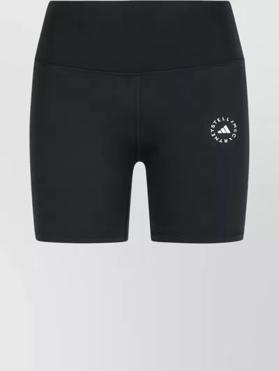 Adidas By Stella Mccartney High Waistband Stretch Fabric Seam Detailing Shorts In Black