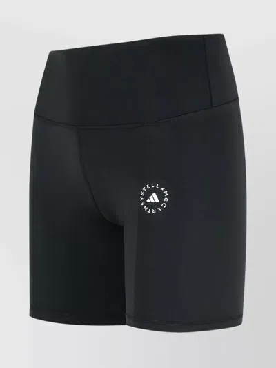 Adidas By Stella Mccartney High Waistband Stretch Fabric Seam Detailing Shorts In Black
