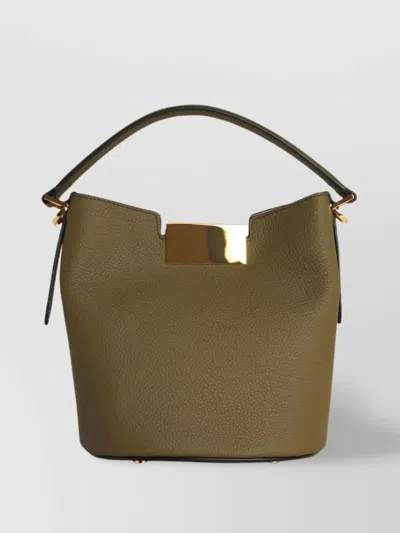 Marni Trunkaroo Leather Bucket Bag In Green