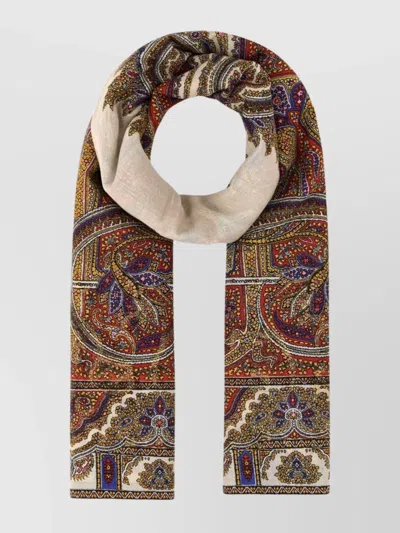 Saint Laurent Modal Blend Scarf With Embroidered Paisley Pattern