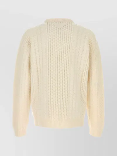 Prada Maglione In Lana Bianca Uomo In Neutral
