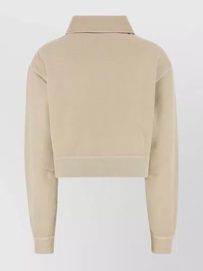 Miu Miu Cropped Cotton Polo Collar Sweatshirt