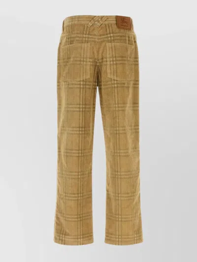 Burberry Corduroy Pant With Embroidered Plaid Pattern In Multi