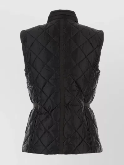 Michael Kors Sleeveless Jacket With High Collar And Quilted Design In Black
