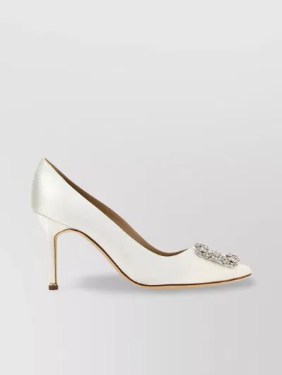 Manolo Blahnik Satin Pumps With Embellished Detail And Stiletto Heel