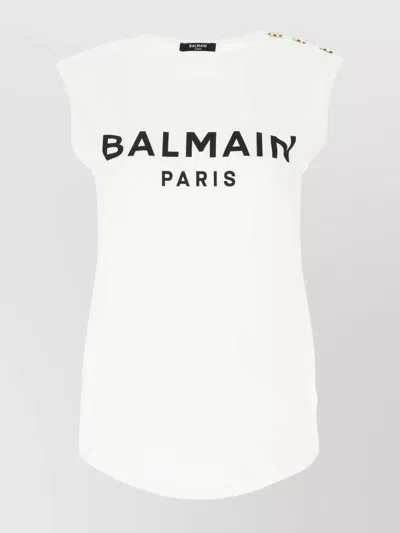 Balmain Tank Top Cotton Button Detail