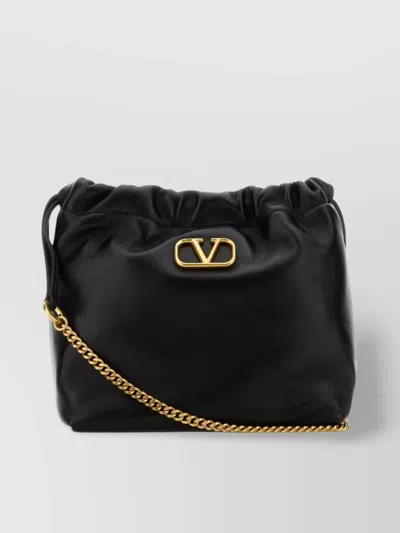 Valentino Leather Bucket Bag With Gold-tone Chain Strap