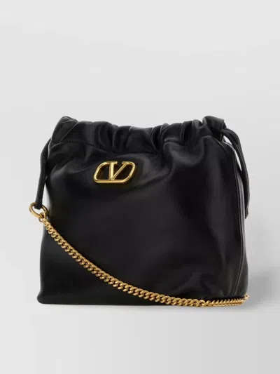 Valentino Leather Bucket Bag With Gold-tone Chain Strap