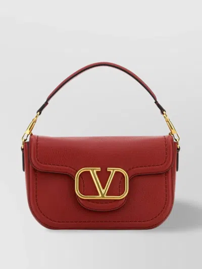 Valentino Leather Shoulder Bag Top Handle In Red