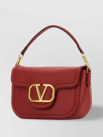 Valentino Leather Shoulder Bag Top Handle In Red