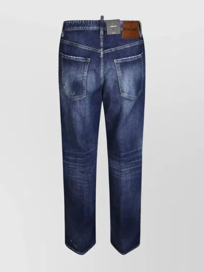 Dsquared2 Five Pocket Distressed Washed Trousers In Blue