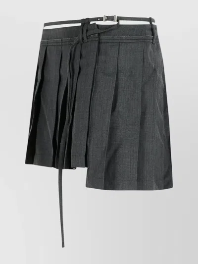 Acne Studios Wool Blend Pleated Skirt With Belted Waist