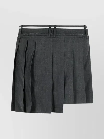 Acne Studios Wool Blend Pleated Skirt With Belted Waist