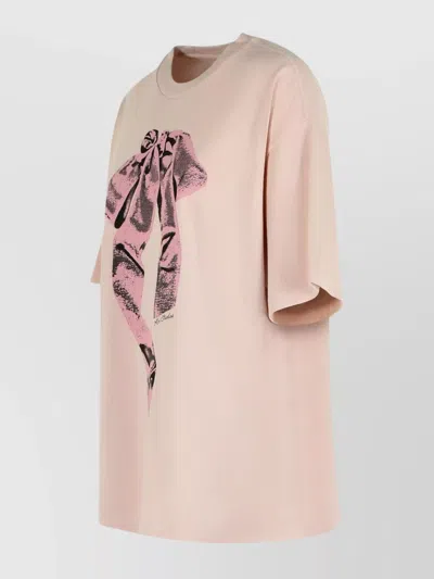 Acne Studios Crew Neck Graphic Print Oversized T-shirt In Pink