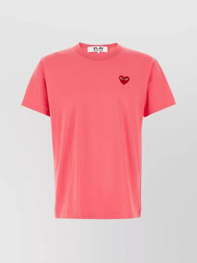 Comme Des Garçons Play Crew Neck Logo Patch T-shirt In Pink