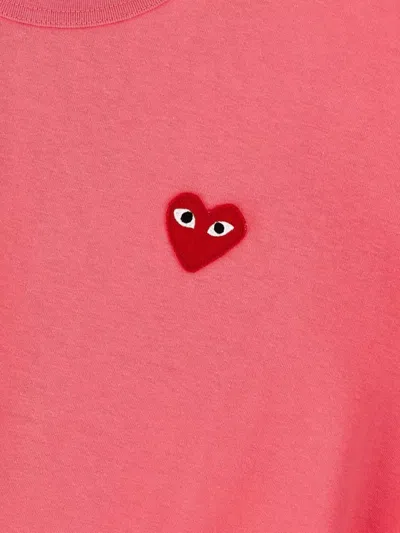 Comme Des Garçons Play Crew Neck Logo Patch T-shirt In Pink