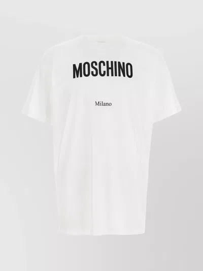 Moschino Cotton T-shirt With Contrasting Logo Detail In White