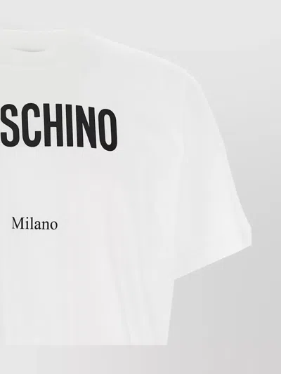Moschino Cotton T-shirt With Contrasting Logo Detail In White
