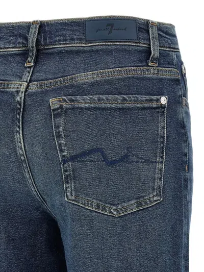 7 For All Mankind Faded Effect Cropped Jeans In Blue