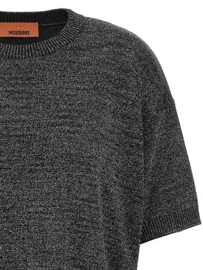 Missoni Metallic Crew Neck Knitwear T-shirt In Gray