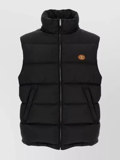 Valentino Vlogo Signature Padded Hooded Sleeveless Vest In Black
