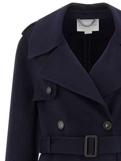 Stella Mccartney Double-breasted Wool Trench Coat Coats And Trench Coats Blue In Blue