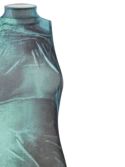 Jean Paul Gaultier Abstract Print High Neck Maxi Length Dress