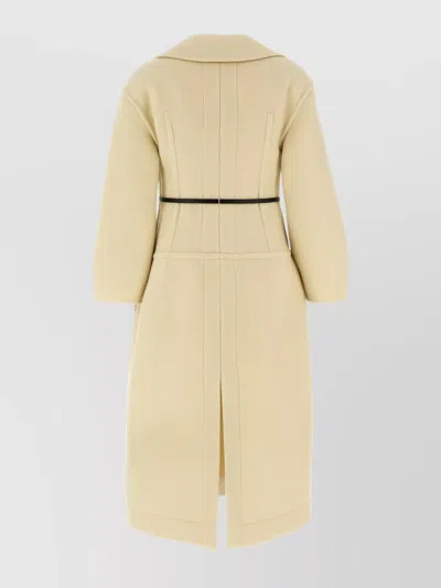 Jil Sander Tailored Coat With Belted Waist And Structured Shoulders In Nude