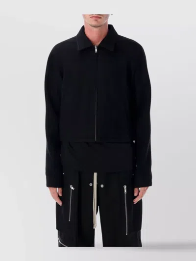 Rick Owens Collared Front Pockets Long Sleeves Jacket In Black
