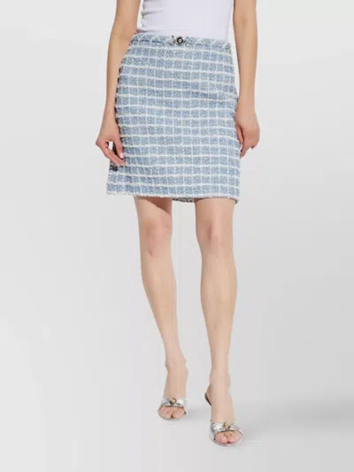 Versace Mini Skirt In Tweed With Belt Detail In Blue