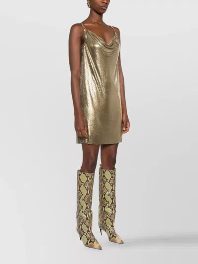 Versace Short Cocktail Dress With Chain Strap Detail In Gold