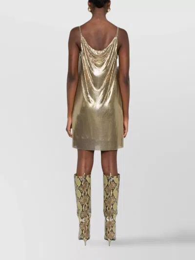 Versace Short Cocktail Dress With Chain Strap Detail In Gold