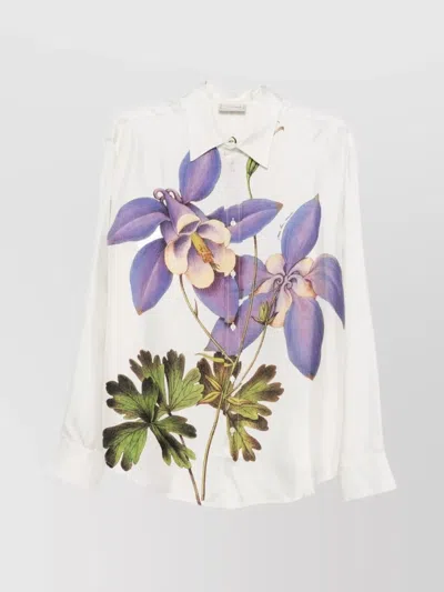 Pierre Louise Mascia Silk Shirt With Floral Print And Long Sleeves