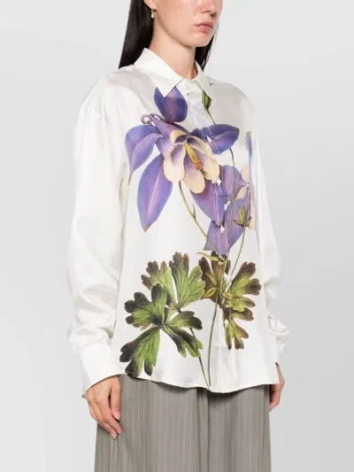 Pierre Louise Mascia Silk Shirt With Floral Print And Long Sleeves