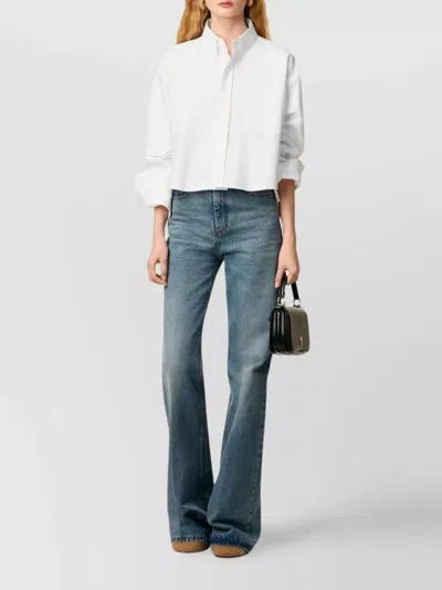 Ami Alexandre Mattiussi White Cotton Ami De Coeur Cropped Oversized Shirt White In White