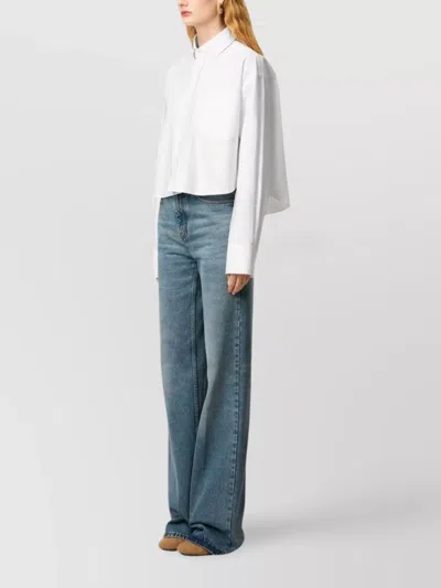 Ami Alexandre Mattiussi White Cotton Ami De Coeur Cropped Oversized Shirt White In White