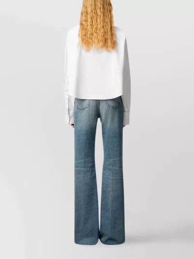 Ami Alexandre Mattiussi White Cotton Ami De Coeur Cropped Oversized Shirt White In White