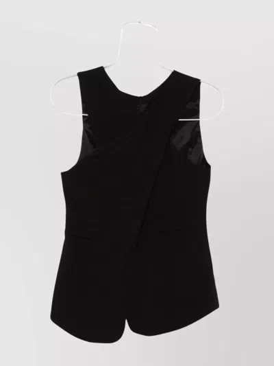 Emporio Armani Draped Sleeveless Top With Asymmetric Panel In Black