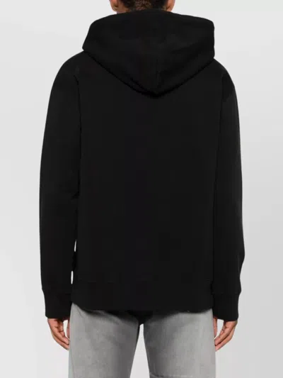 Mm6 Maison Margiela Numeric Print Black Hoodie With Front Kangaroo Pocket In Black