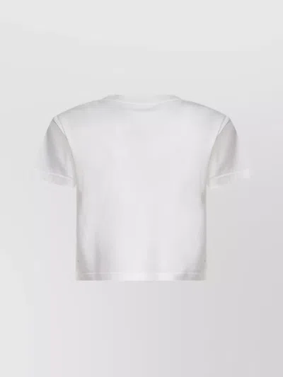 Mm6 Maison Margiela White Jersey Cropped Numeric Signature T-shirt