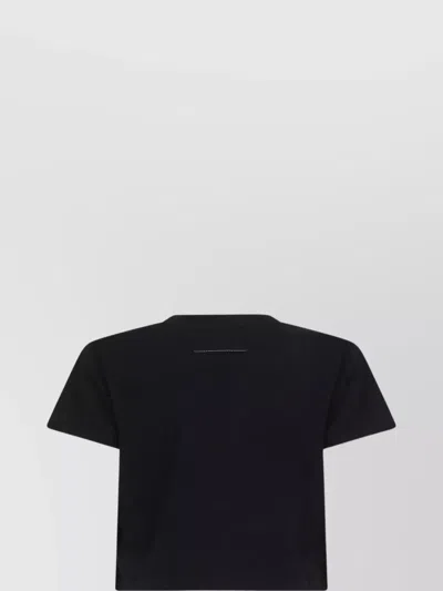 Mm6 Maison Margiela Black Jersey Cropped Numeric Signature T-shirt