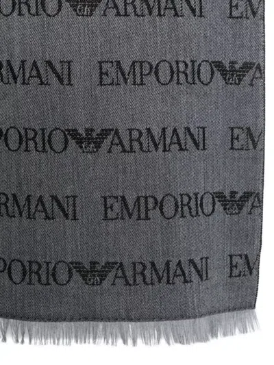 Emporio Armani Monogram-pattern Knitted Scarf