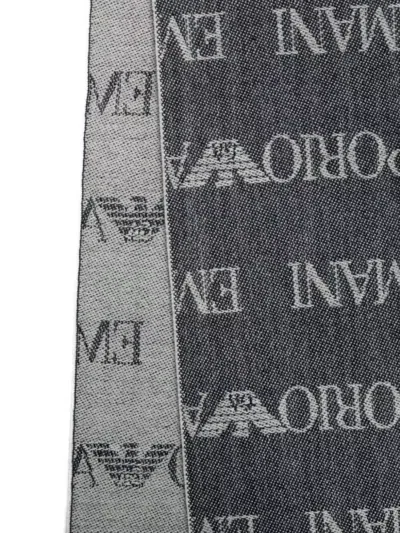 Emporio Armani Fringed Edge Wool Blend Scarf