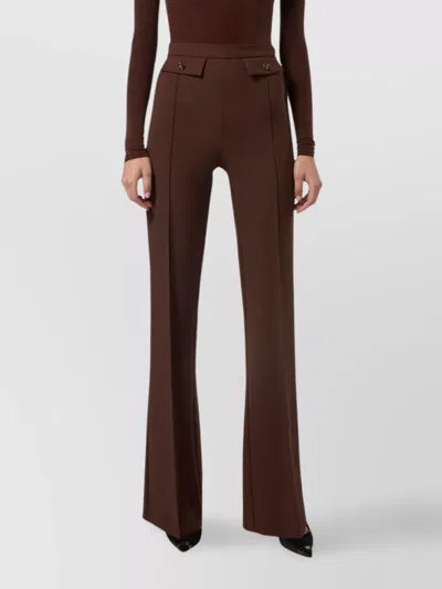 Elisabetta Franchi Flared Leg Trousers Gold-tone Buttons In Burgundy