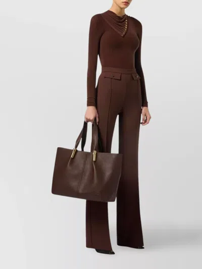 Elisabetta Franchi Flared Leg Trousers Gold-tone Buttons In Burgundy